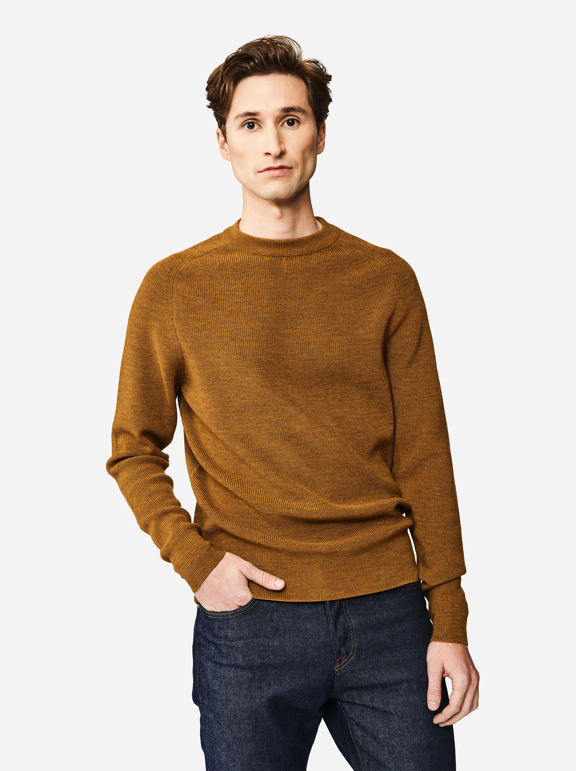 Teym - The Merino Sweater - Men - Mustard - 3