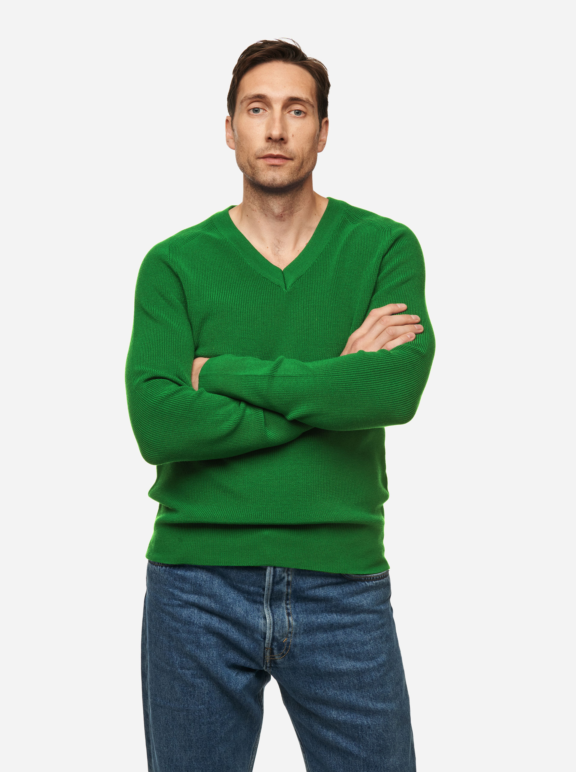 Teym - V-Neck - The Merino Sweater - Men - Bright Green - 1