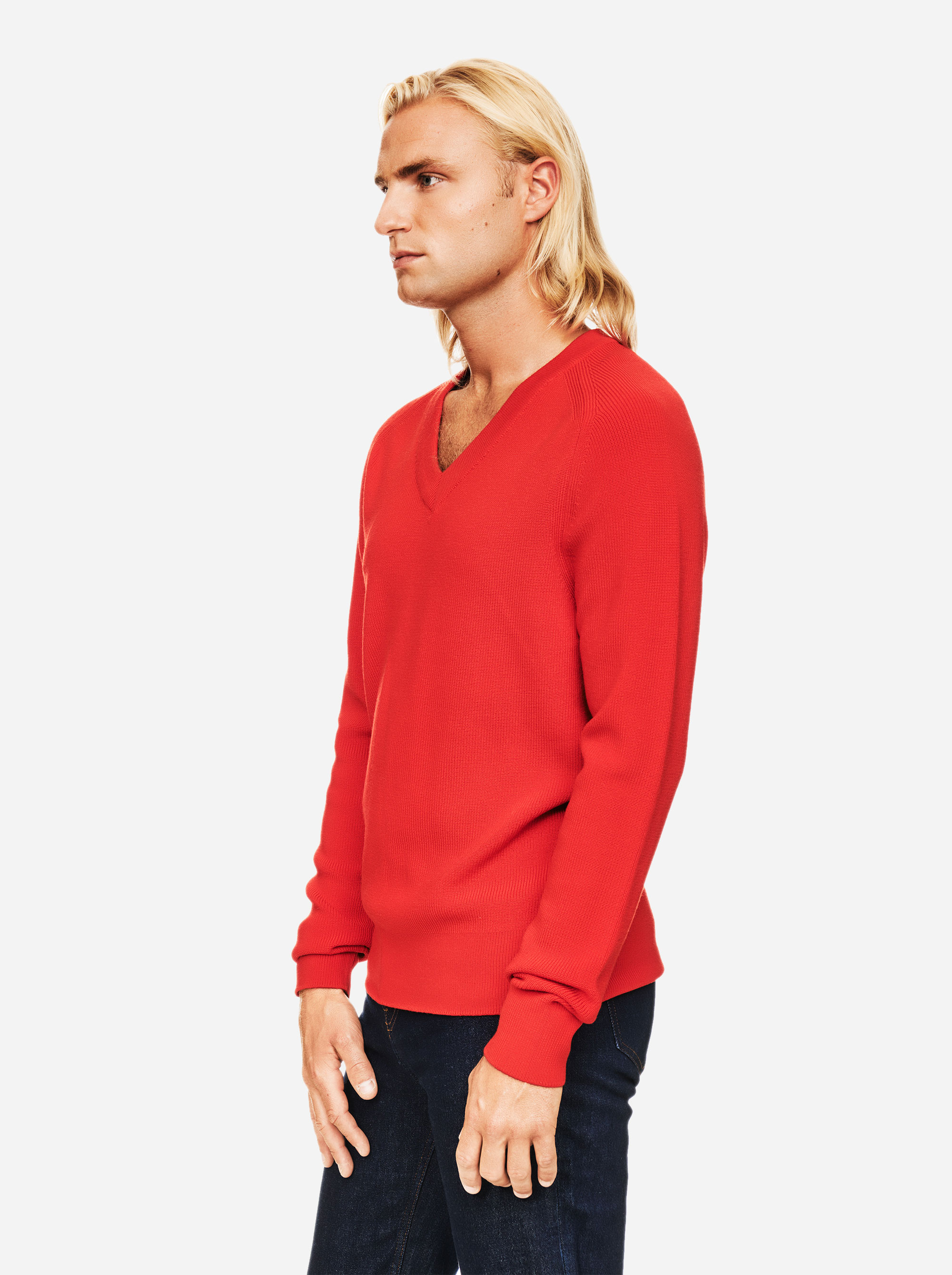 Teym - V-Neck - The Merino Sweater - Men - Red - 1