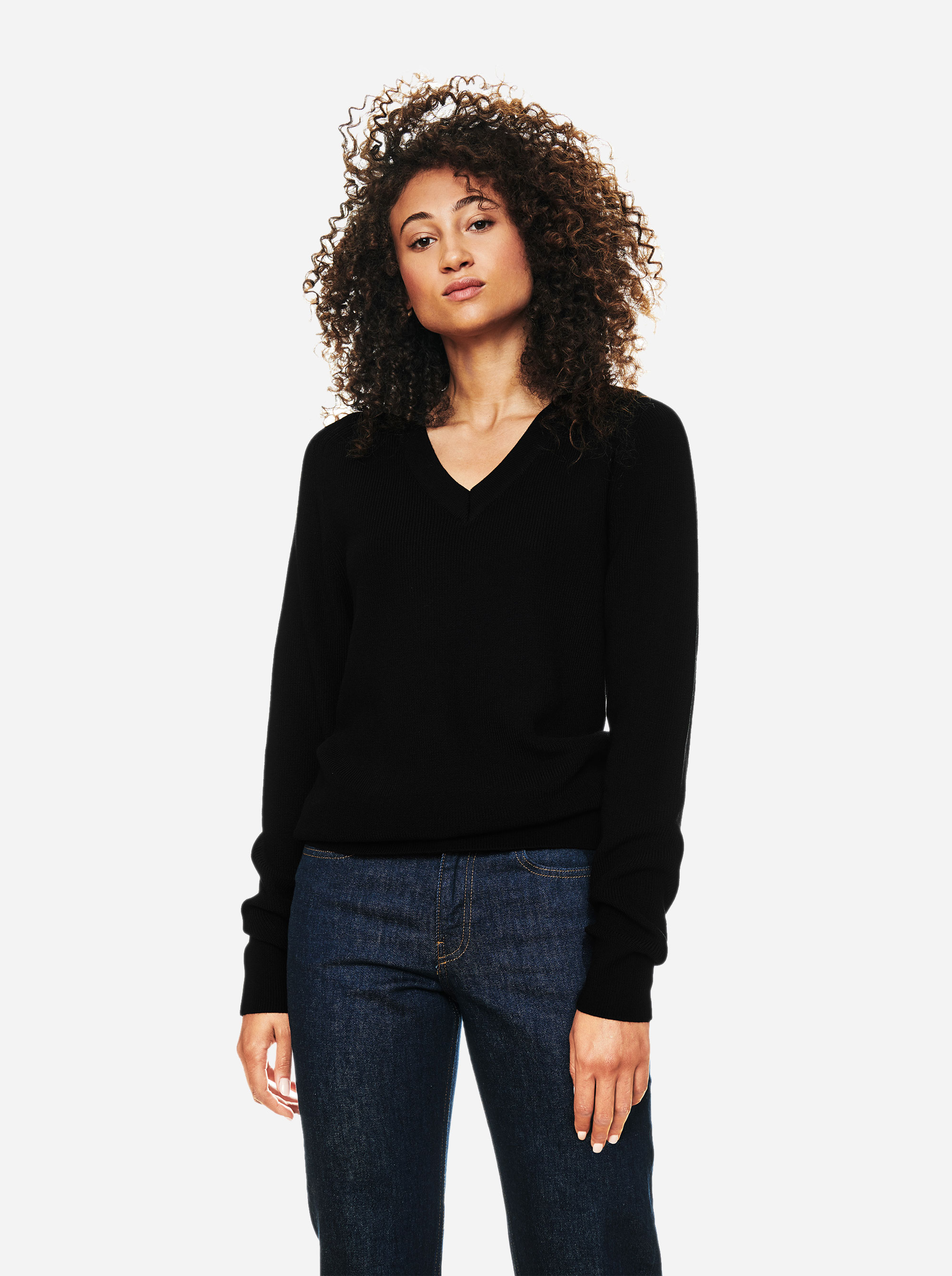 Teym - V-Neck - The Merino Sweater - Women - Black - 2