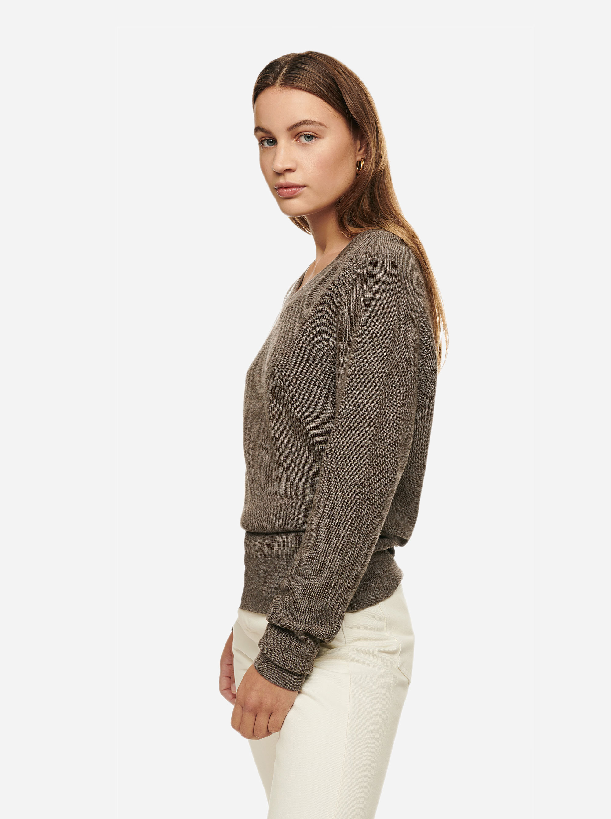Teym - V-Neck - The Merino Sweater - Women - Grey - 3