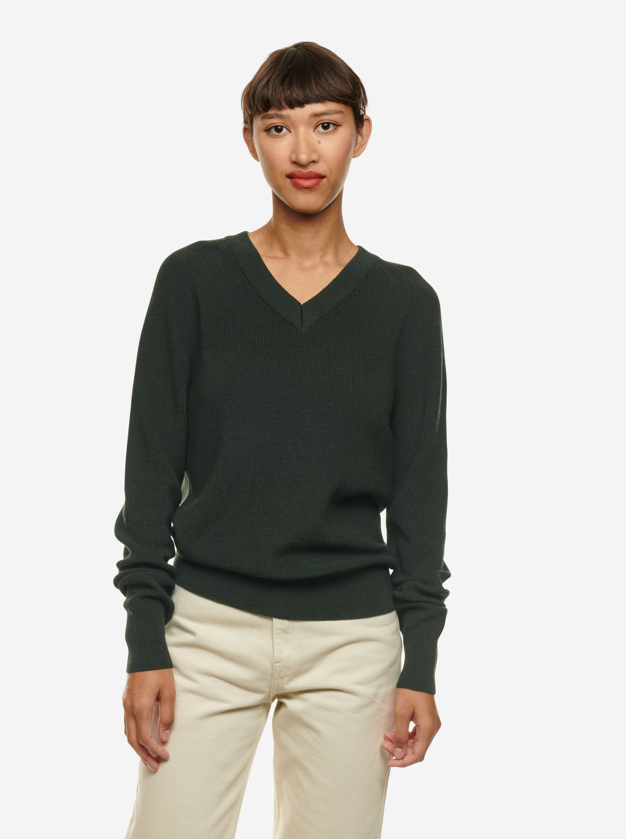 Teym - Vneck - The Merino Sweater - Women - Green - 1
