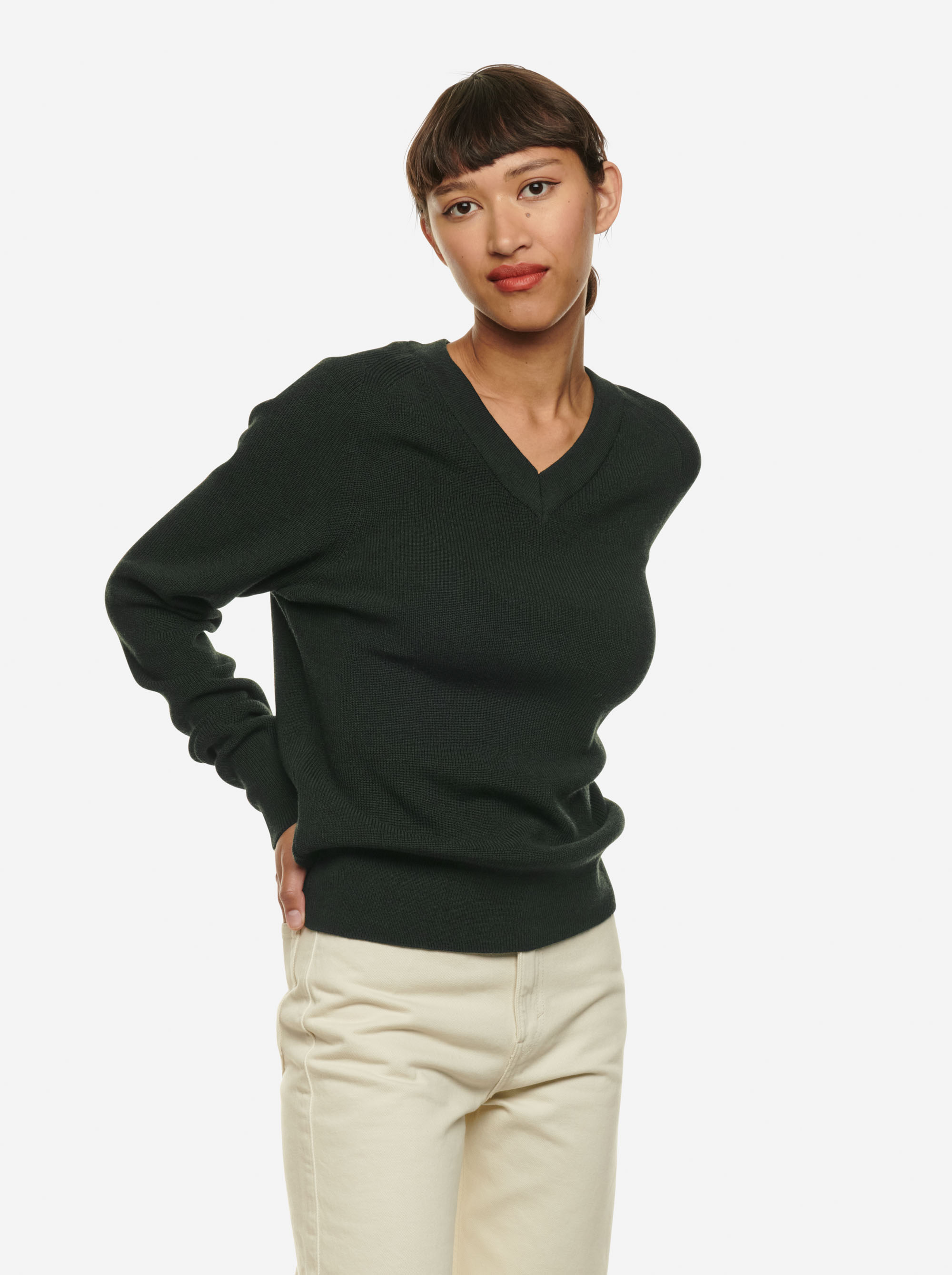 Teym - Vneck - The Merino Sweater - Women - Green - 2