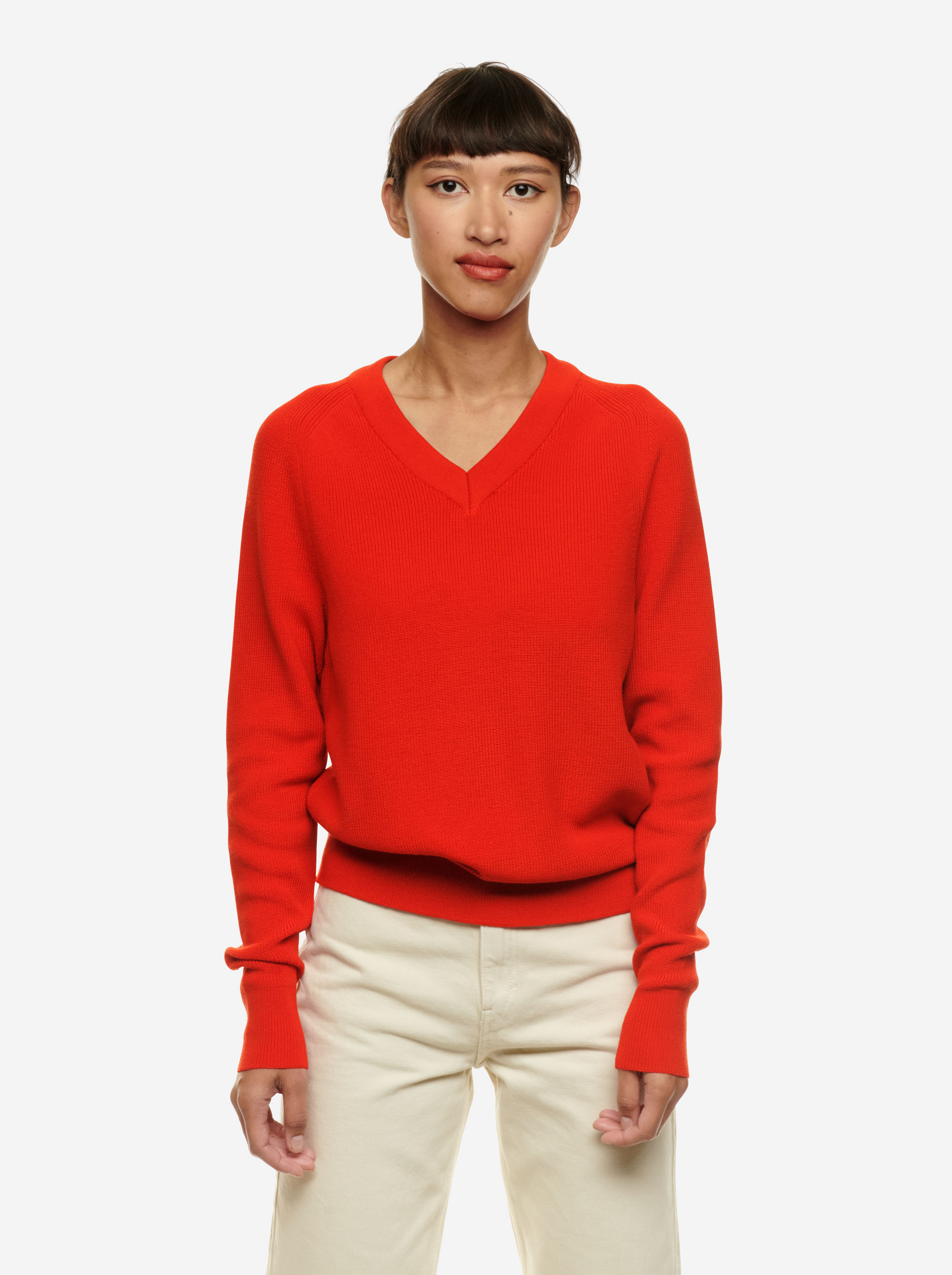 Teym - Vneck - The Merino Sweater - Women - Red - 1