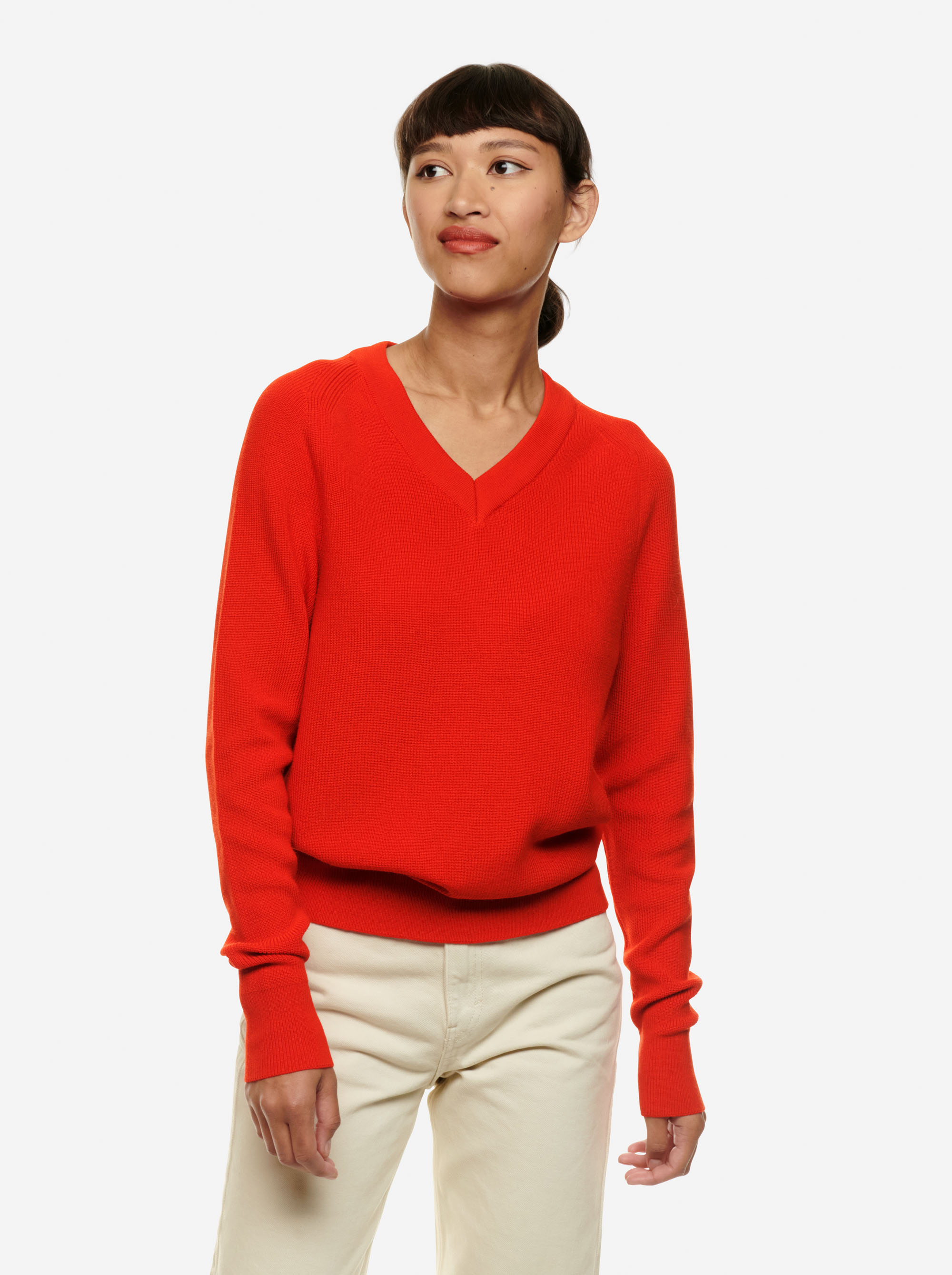 Teym - Vneck - The Merino Sweater - Women - Red - 2