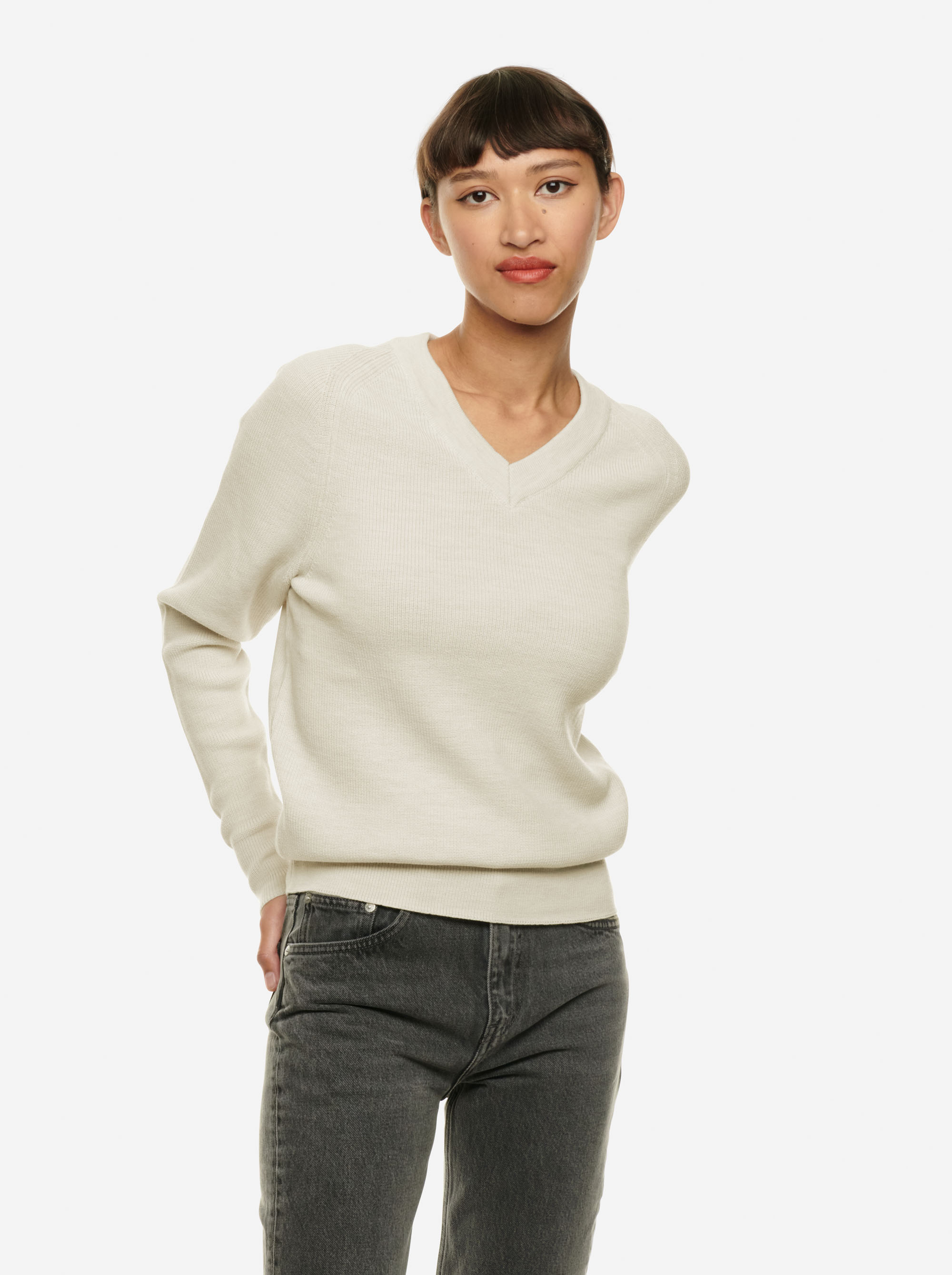 Teym - Vneck - The Merino Sweater - Women - White - 2
