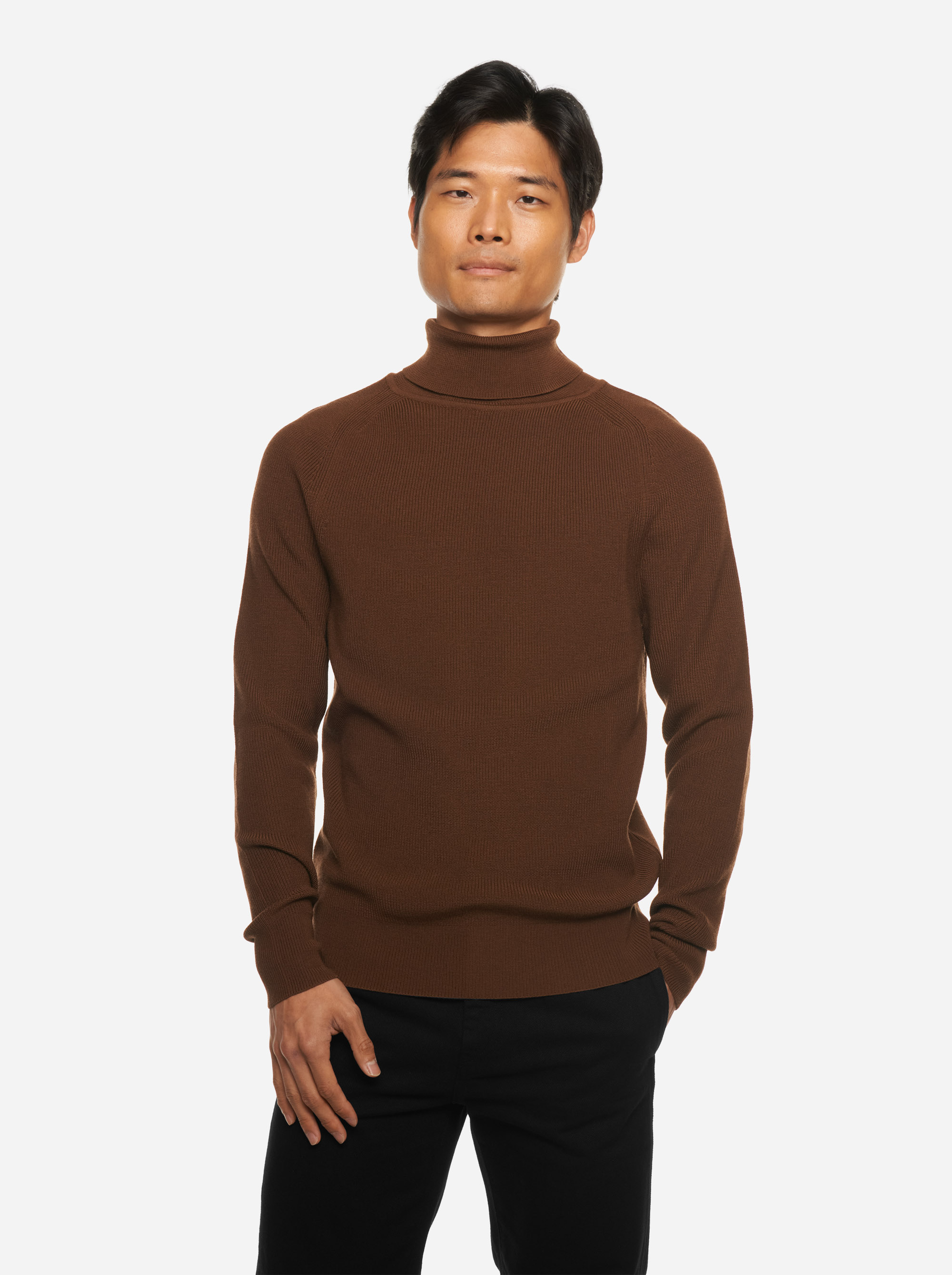 Merino - Turtleneck - The Merino Sweater - Men - Dark Brown - 1