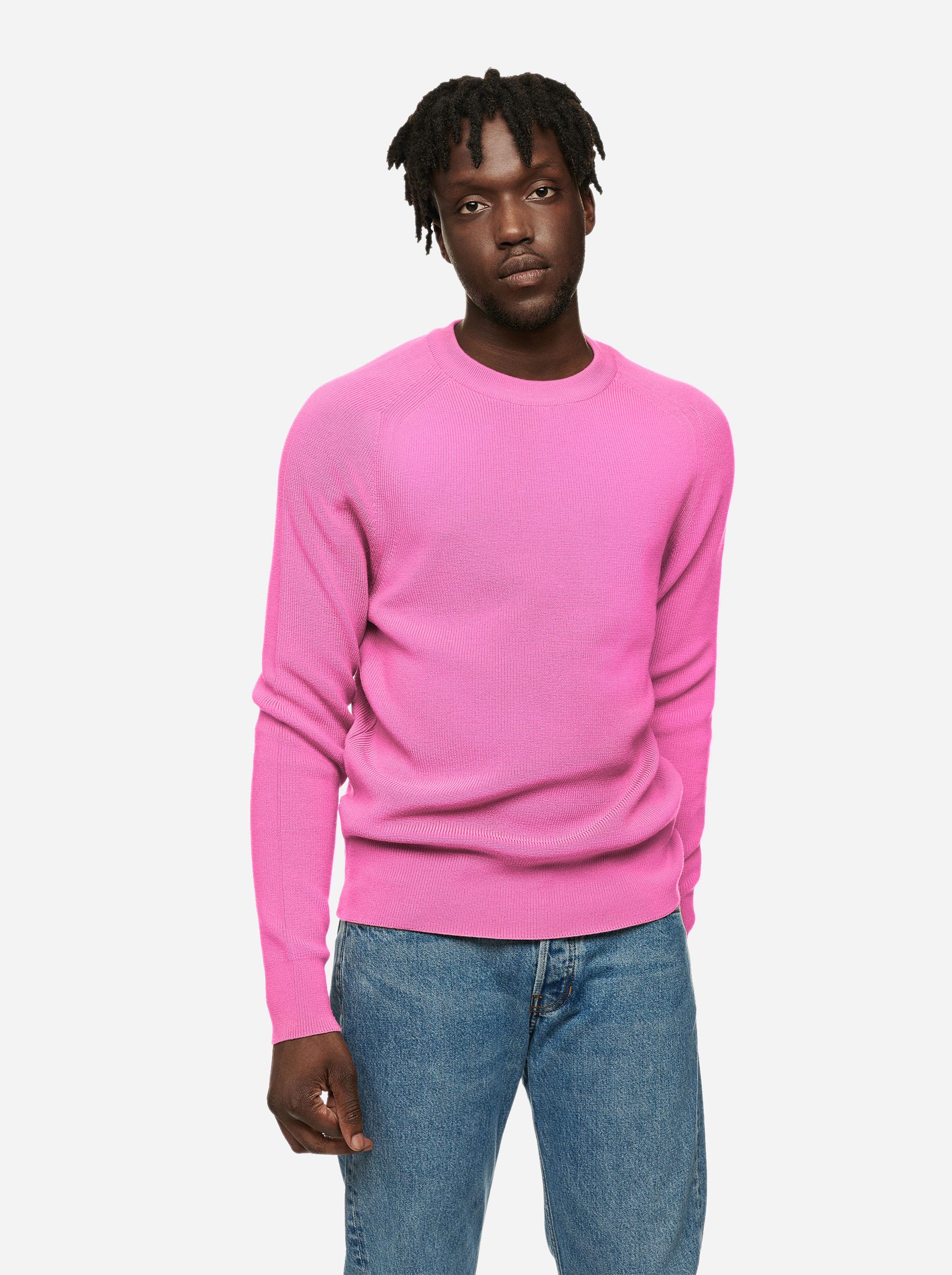 Teym - Crewneck - The Merino Sweater - Men - Bright Pink - 1