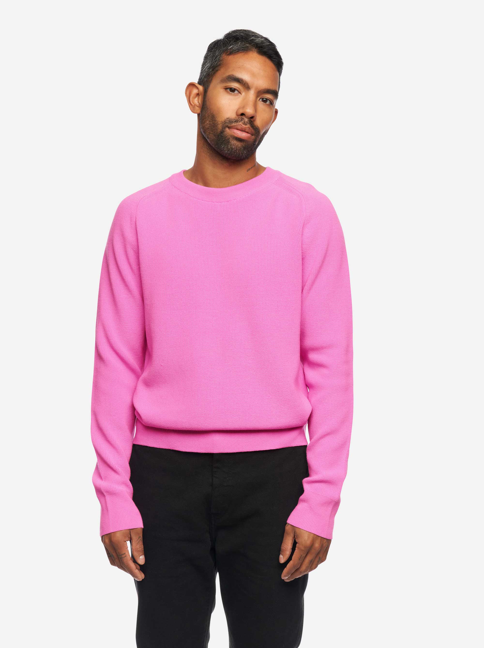 Teym - The Merino Sweater - Crewneck - Men - Bright Pink - 1