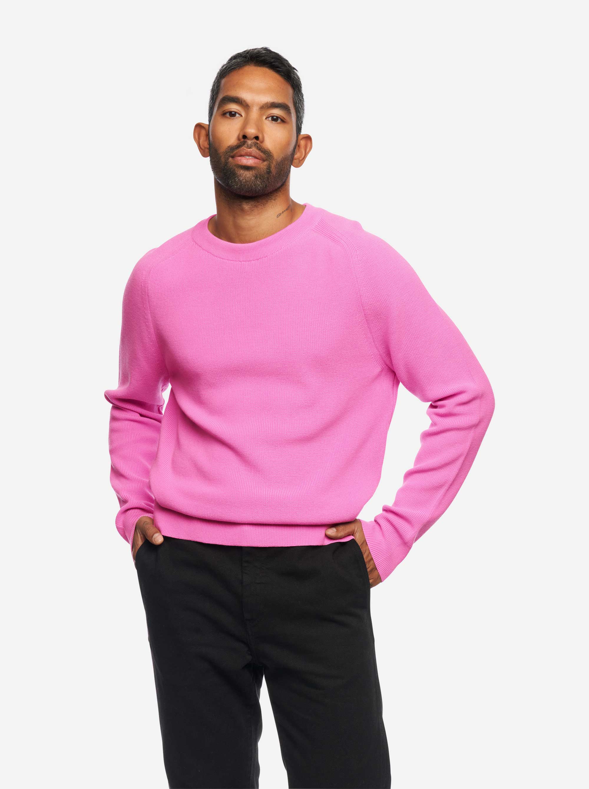 Teym - The Merino Sweater - Crewneck - Men - Bright Pink - 2