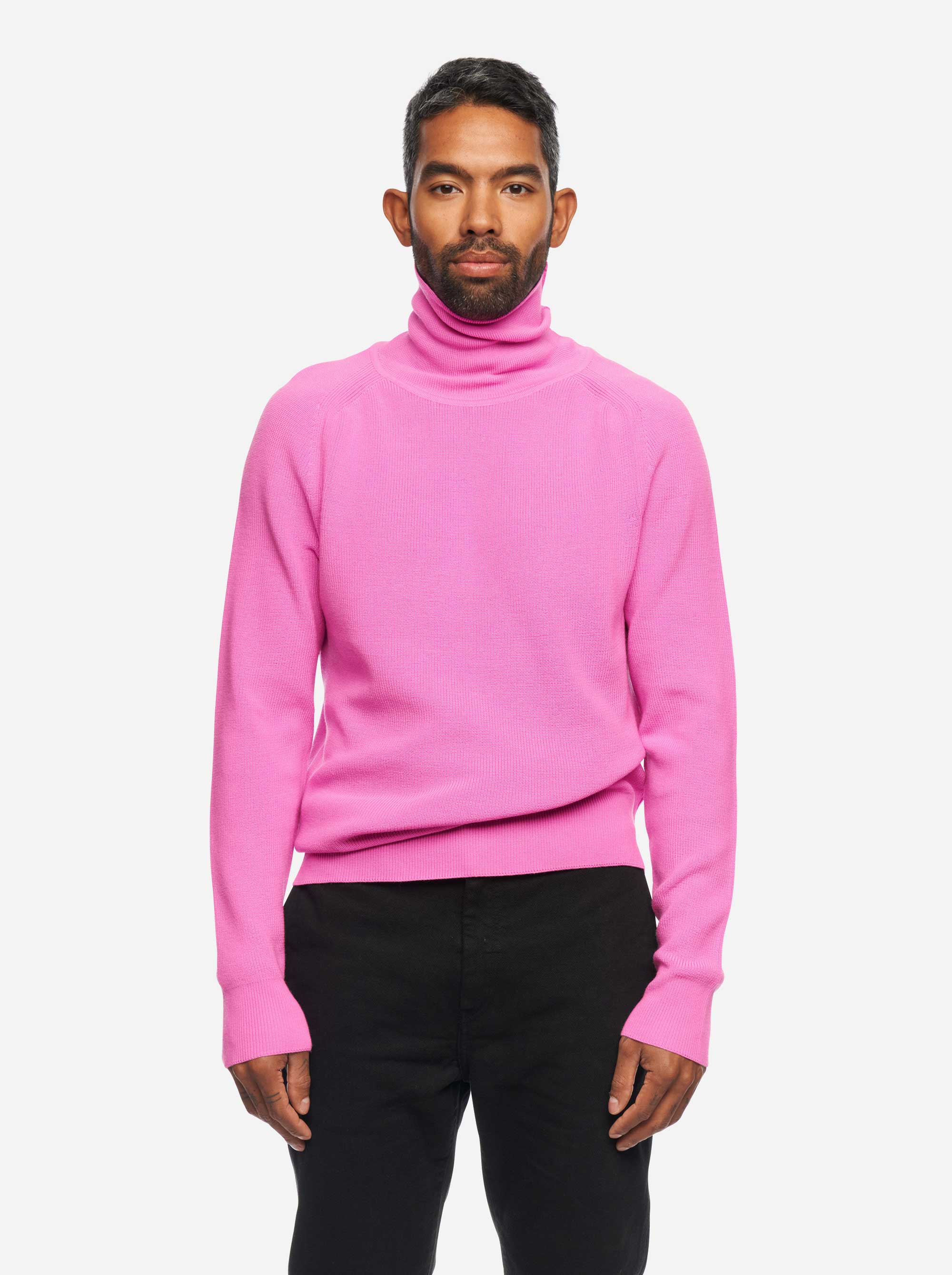 Teym - The Merino Sweater - Turtleneck - Men - Bright Pink - 1