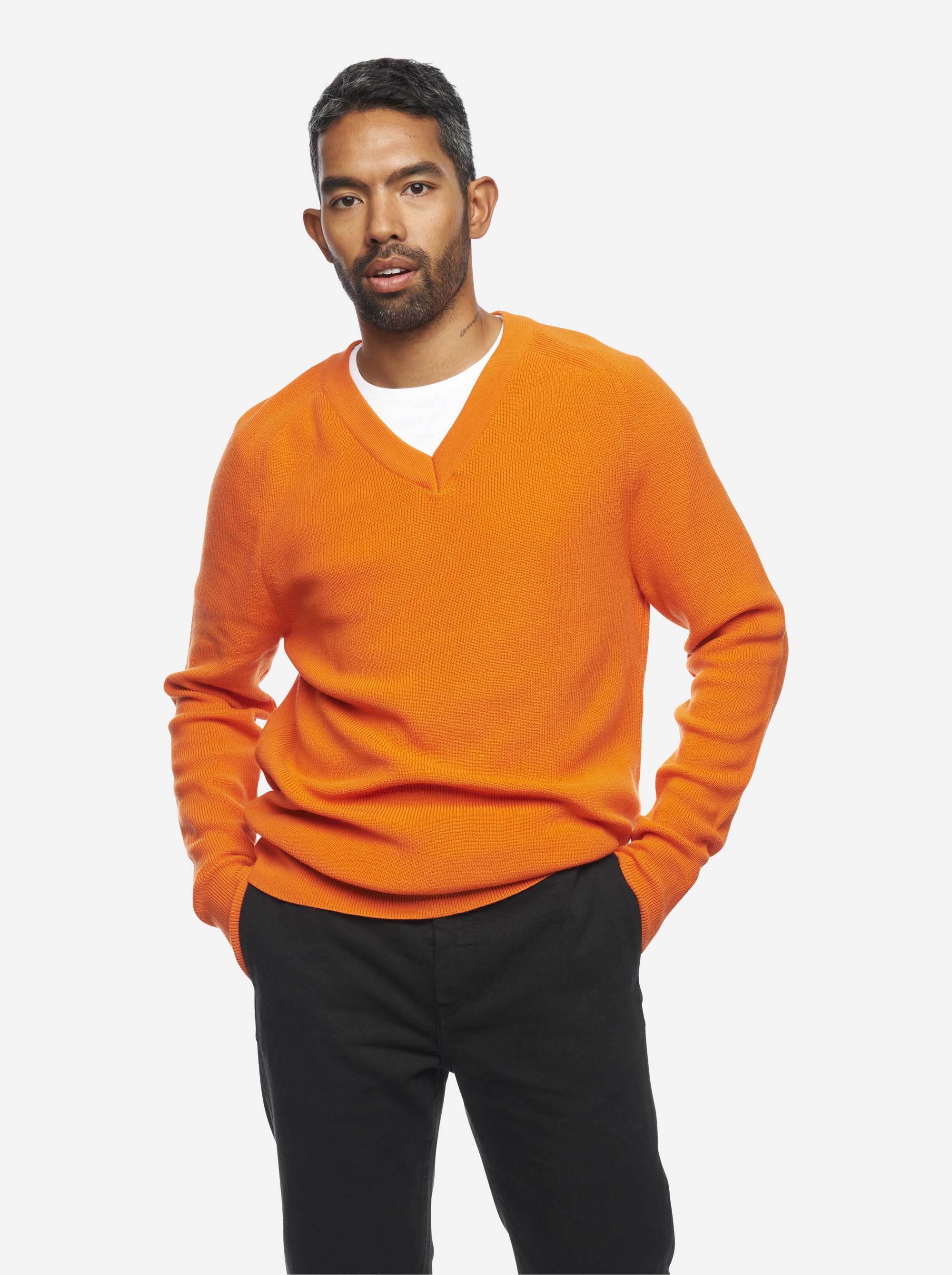Teym - The Merino Sweater - V-Neck - Men - Orange - 2