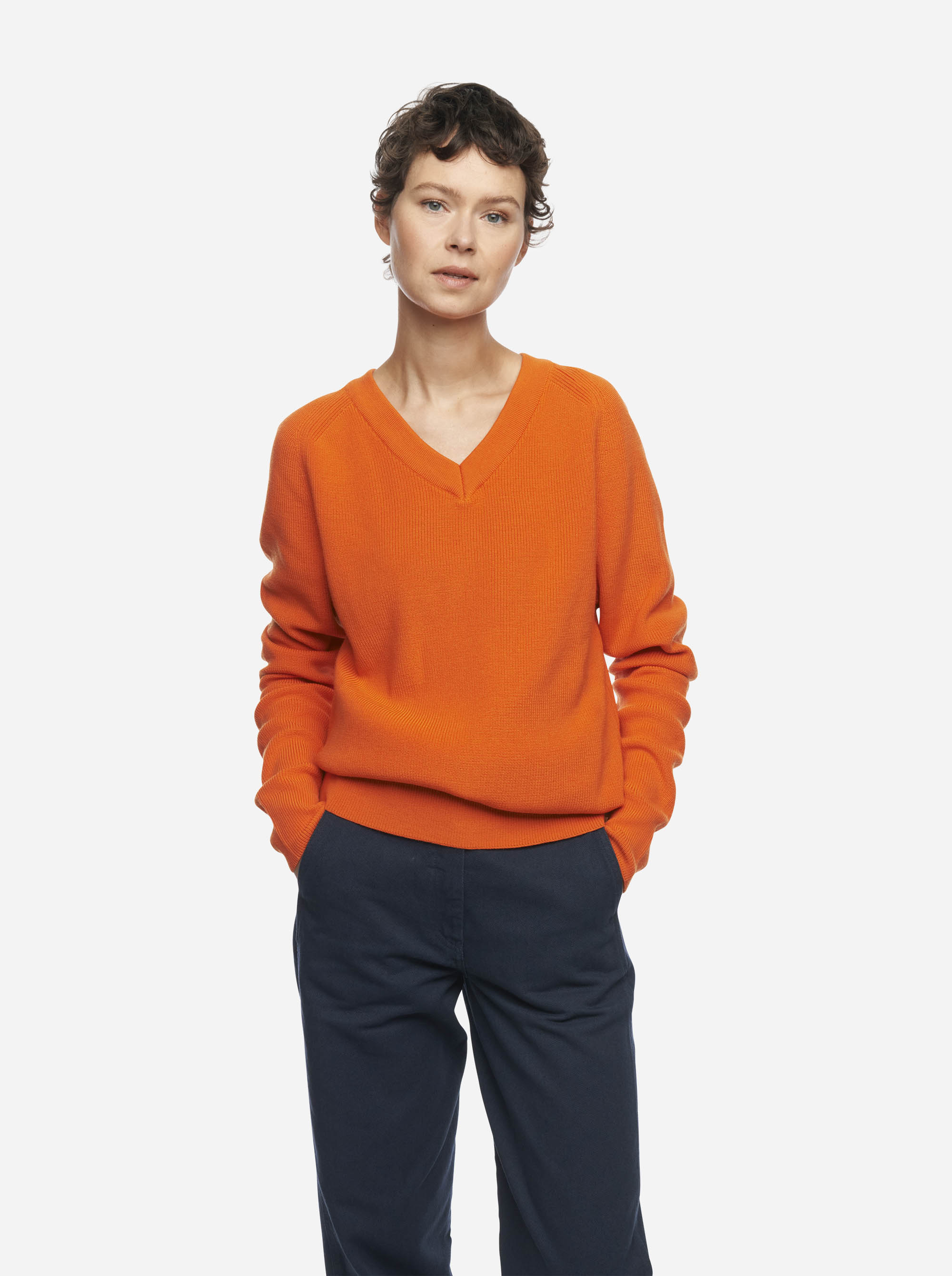 Teym - The Merino Sweater - V-Neck - Women - Orange - 1