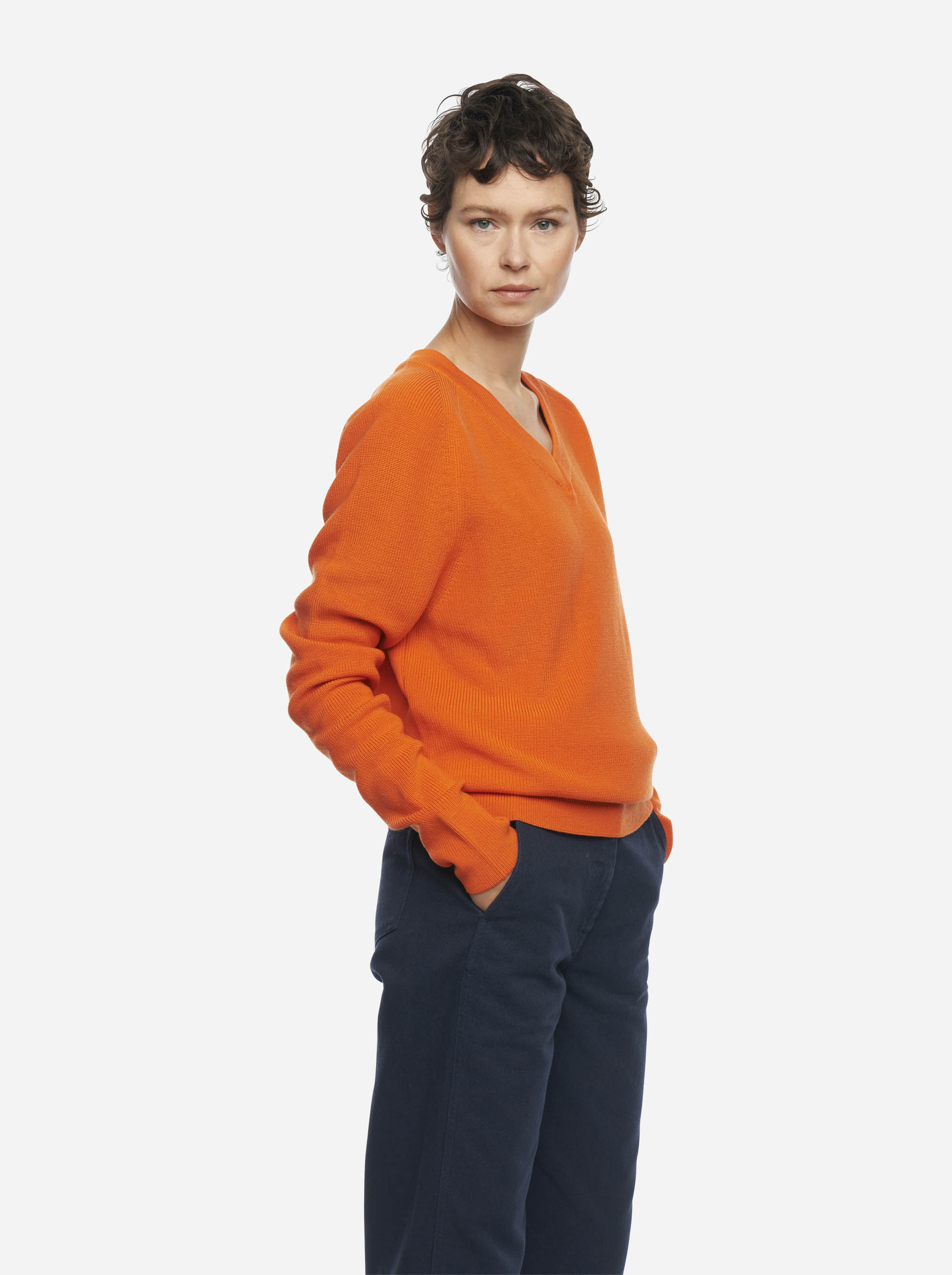 Teym - The Merino Sweater - V-Neck - Women - Orange - 2