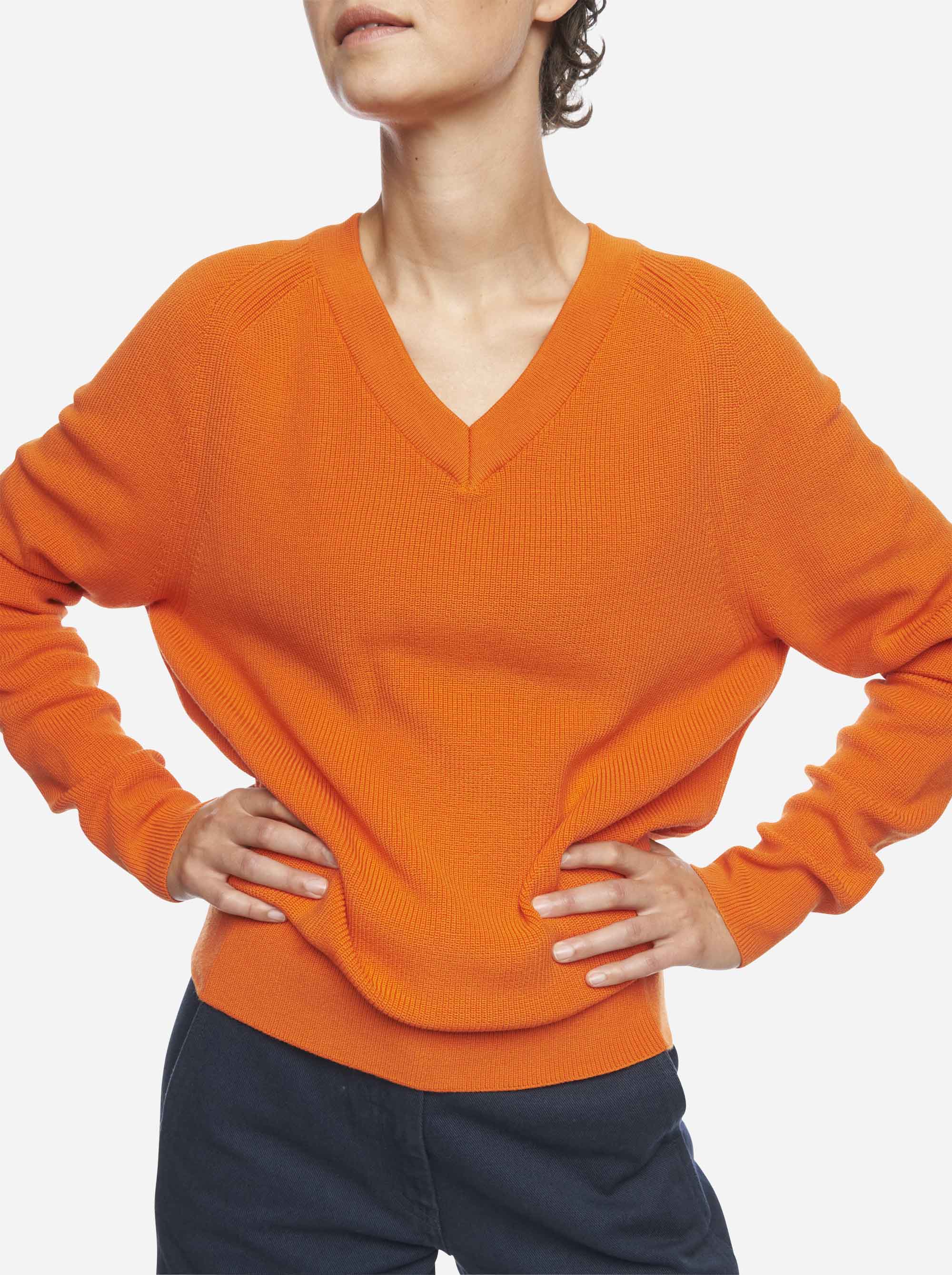 Teym - The Merino Sweater - V-Neck - Women - Orange - 3