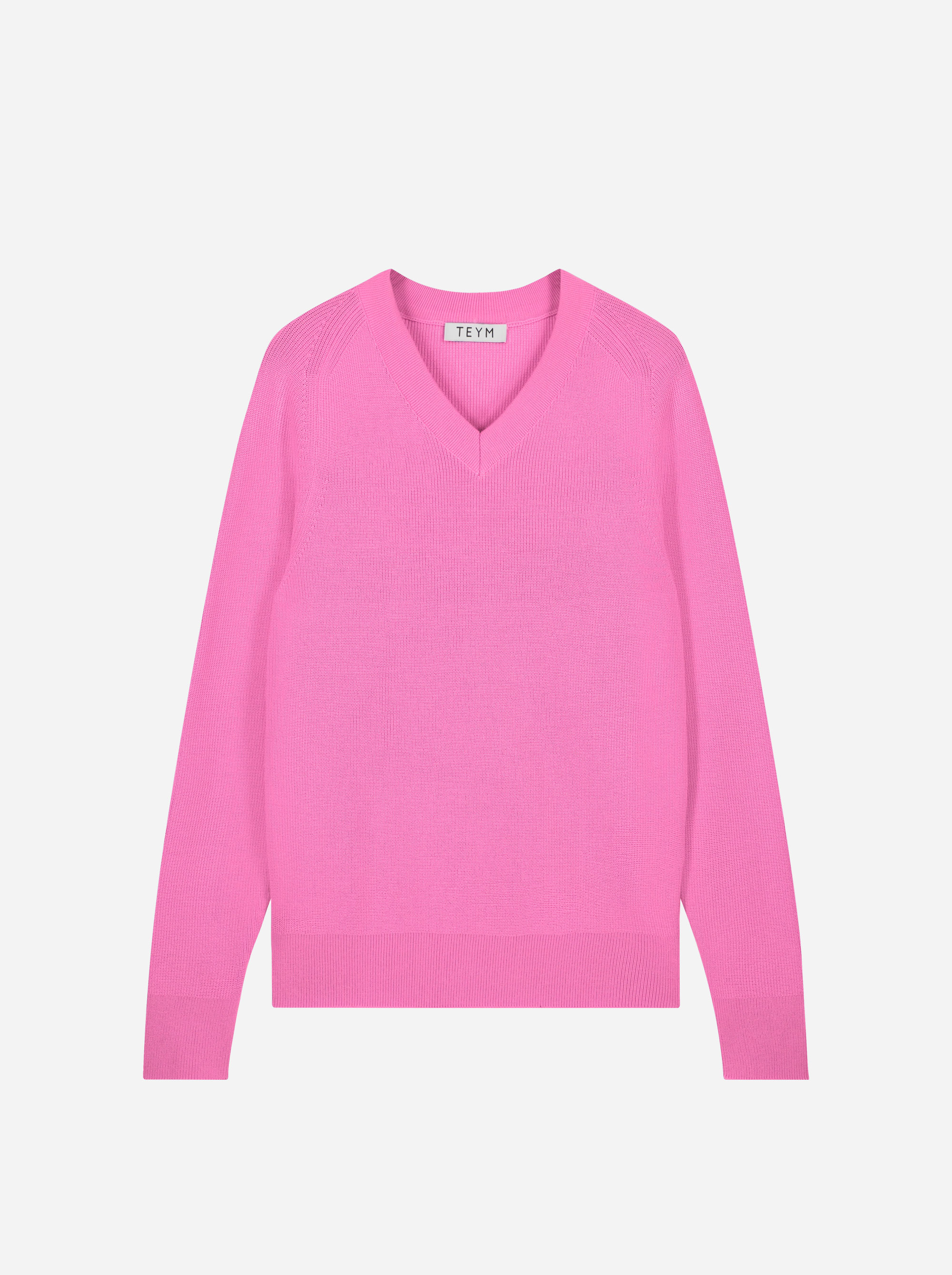 Teym - V-Neck - The Merino Sweater - Men - Bright Pink - 3