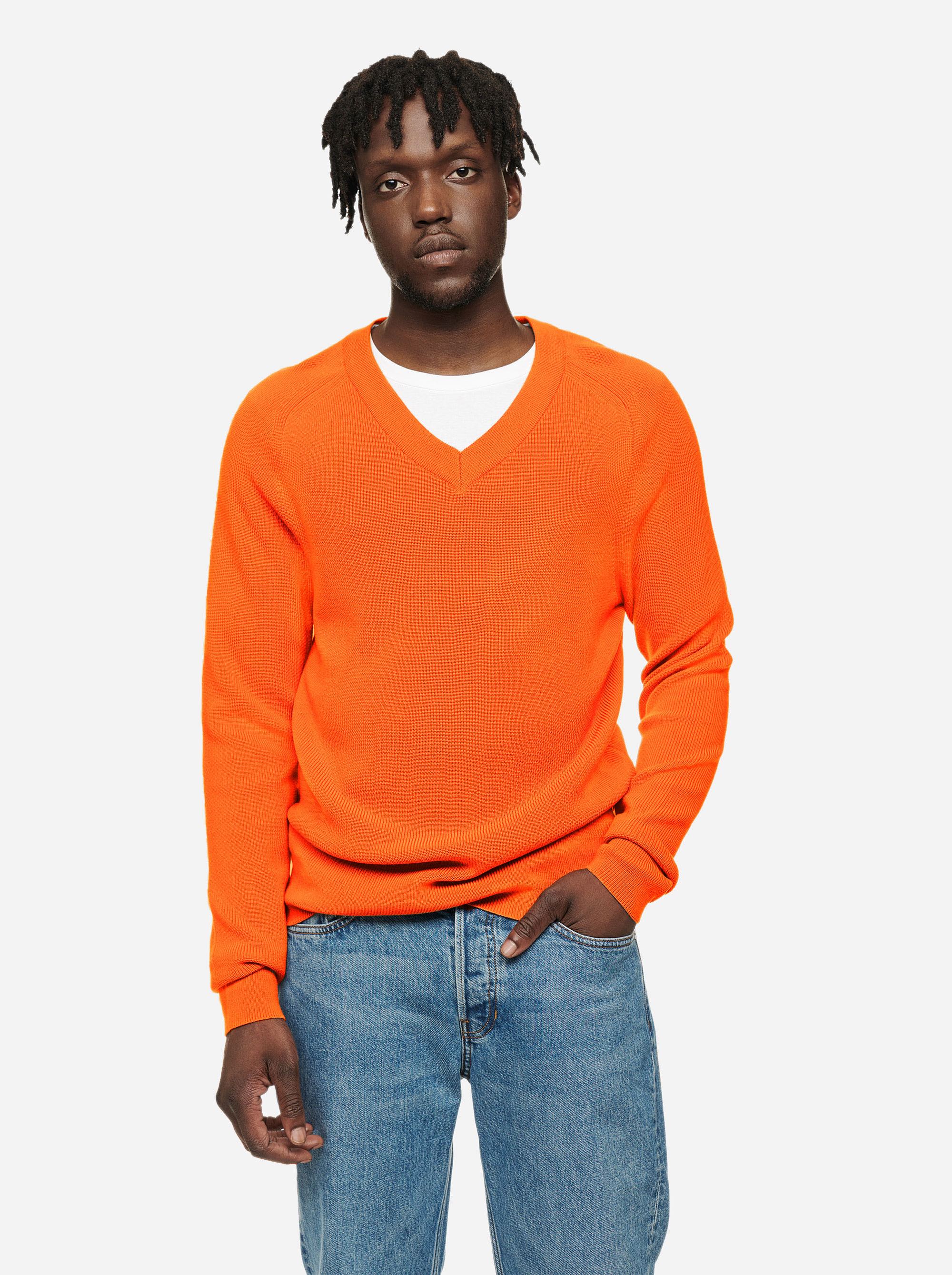 Teym - V-Neck - The Merino Sweater - Men - Orange - 1