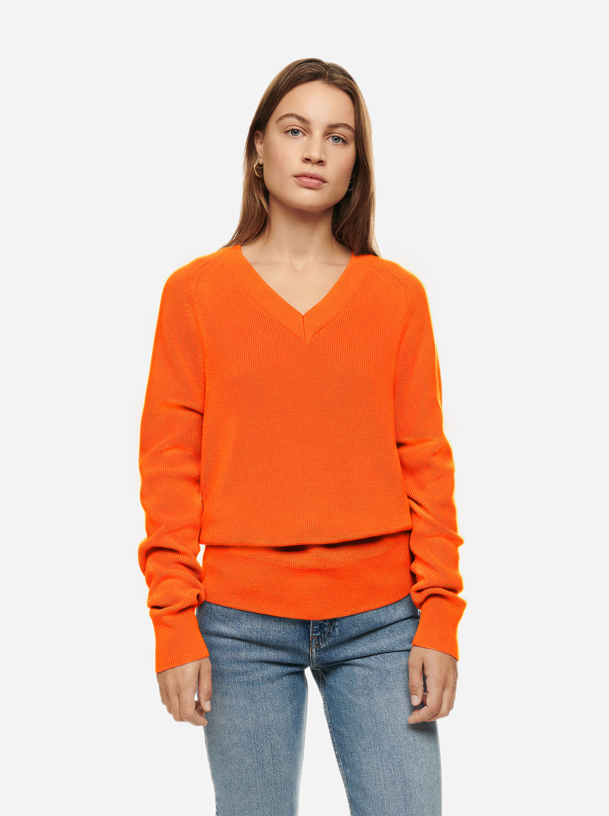 Teym - V-Neck - The Merino Sweater - Women - Orange - 1